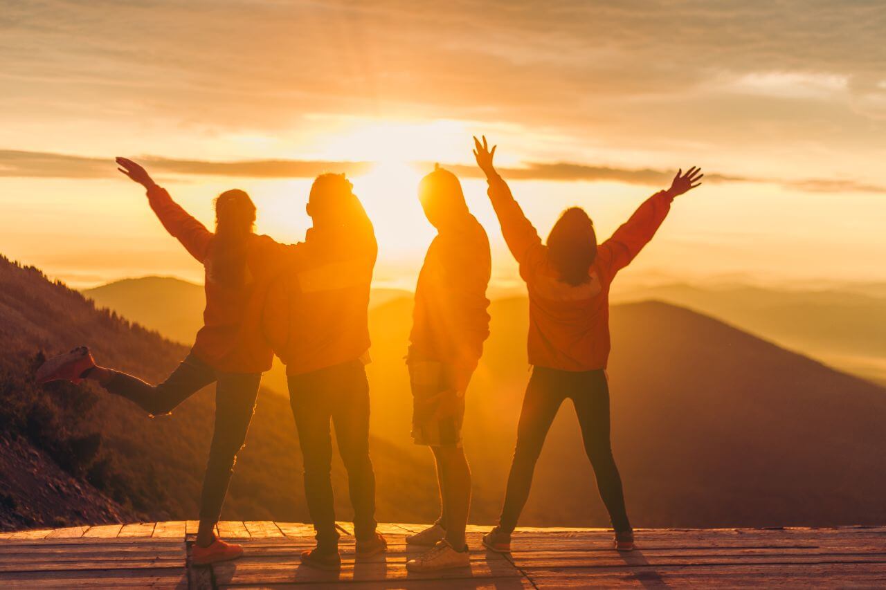 a group of happy people celebrating